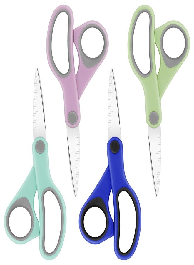 Asdirne Student Scissors for School: 5 Inch 4 Pack Sharp Pointed Tip Teacher Scissors for Kids Middle High School College Classroom Craft, Comfortable Grip, Right Handed - Image 1